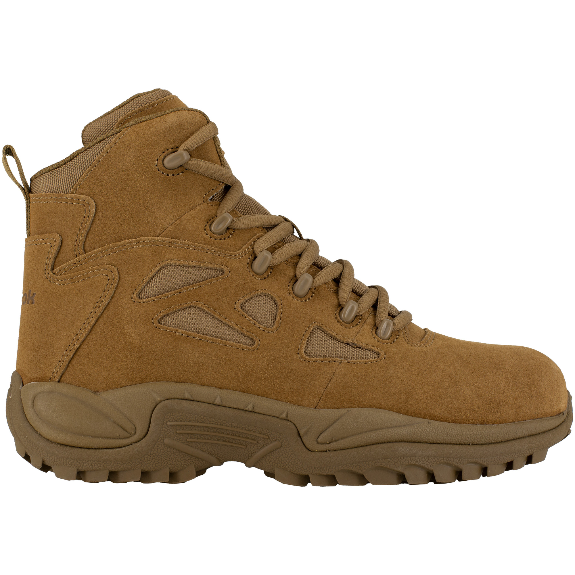 Reebok, 6in. Tactical Stealth Boot with Side Zipper, Size 11 1/2, Width Wide, Color Coyote, Model# RB8650